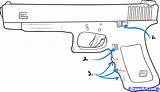 Draw Handgun Step Drawing Gun Guns Glock Weapons Hand sketch template