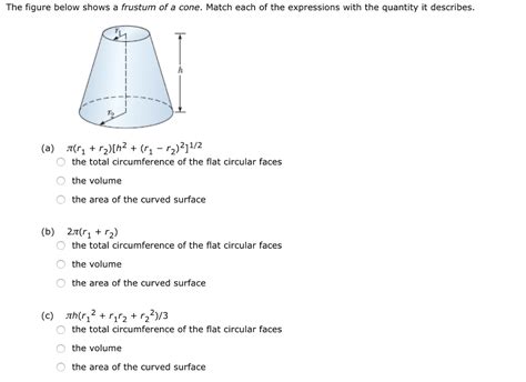 solved  figure  shows  frustum   cone match cheggcom