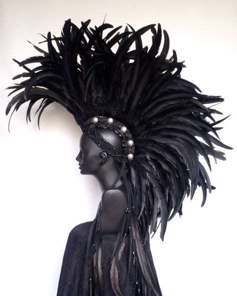 lady  amazing head pieces headpiece feather large feathers