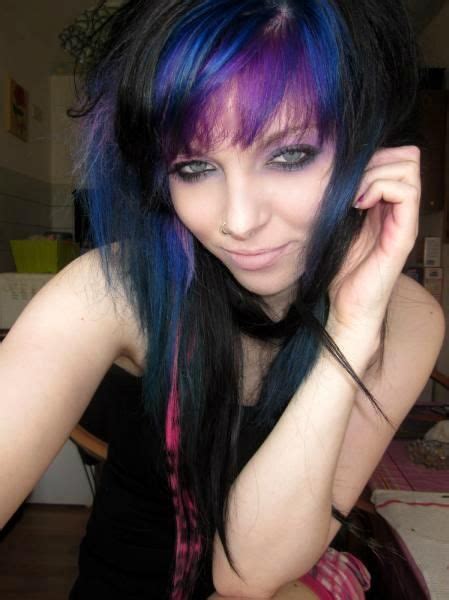 Emo Photos Black Hair And Pink Blue On Pinterest