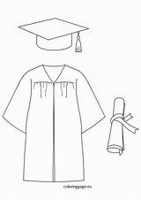 Graduation Gown Cap Coloring Diploma Dress Drawing Drawings Getdrawings Comments sketch template