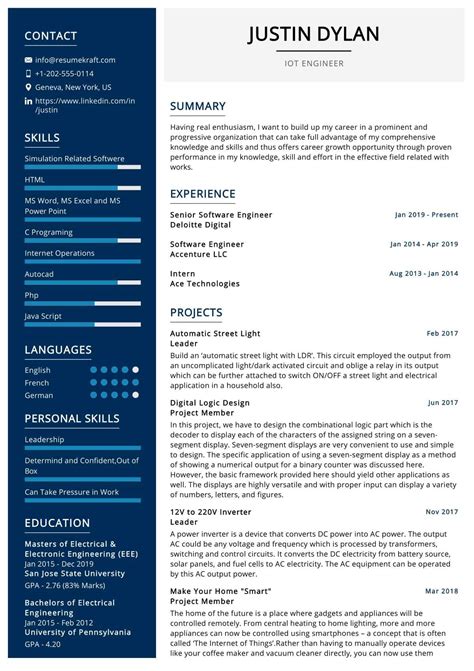 iot engineer resume sample   resumekraft