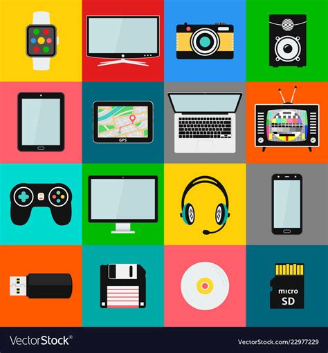 set  technology  multimedia devices icons vector image