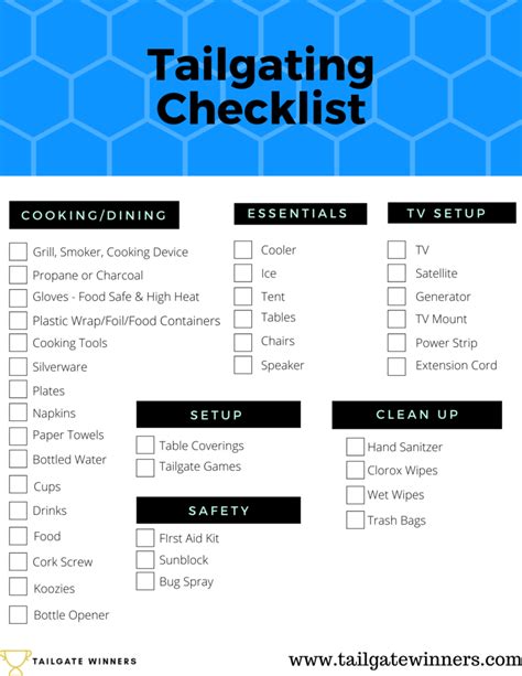 printable tailgate checklist tailgate checklist tailgate tailgating fun