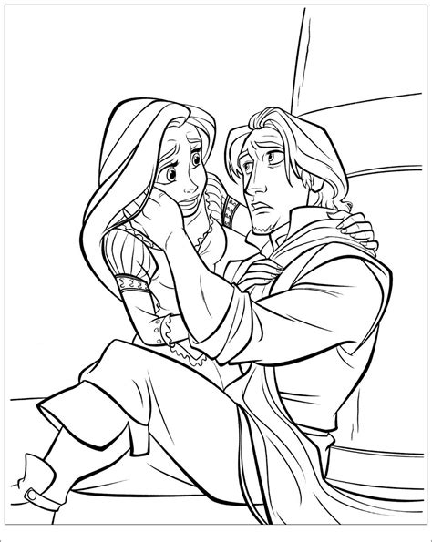 rapunzel sees flynn coloring page  printable coloring pages