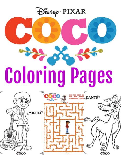 disney pixar coco coloring pages activity sheets  momma diaries