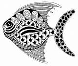 Zentangle Fish Coloring Fisch Adult Pages Ausmalen Patterns sketch template