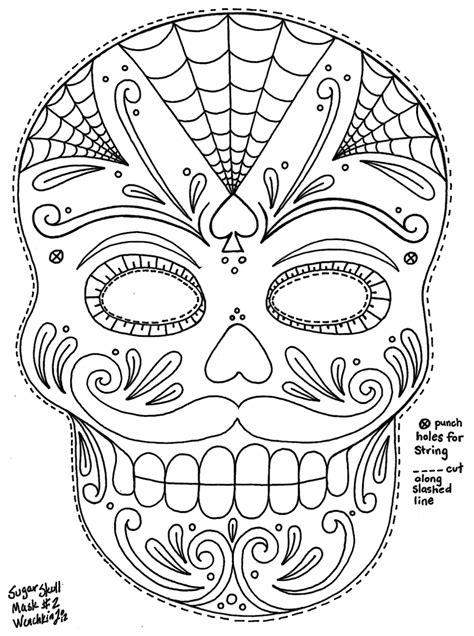 yucca flats nm wenchkins coloring pages moustached sugar skull mask
