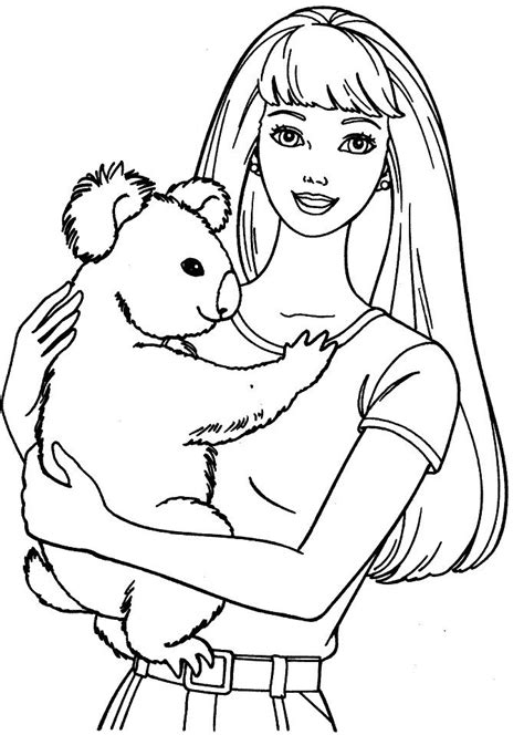 barbie  koala coloring pages barbie dolls cartoon coloring pages