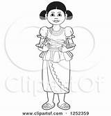 Sinhala Girl Sweets Clipart Printable Dancer Traditional Illustration Poster Print Clipartof sketch template