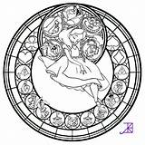 Coloring Stained Glass Disney Pages Mandala Alice Wonderland Window Adult Printable Beauty Beast Line Coloriage Coloring4free Deviantart Book Akili Amethyst sketch template