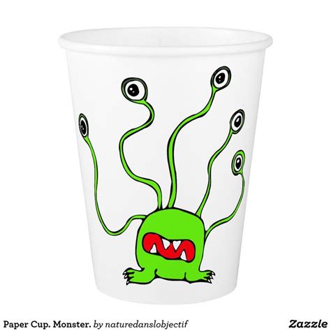 paper cup   image   green monster   side  eyes drawn