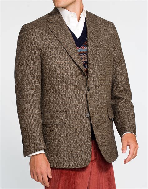 brown herringbone donegal sportcoat mens dress clothes  press