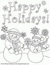 Coloring Pages Holiday Holidays Happy Printable Winter Christmas Color Drawing Family Clipart Christmascard Print Year Colouring Sheets Kids Fun Happyfamilyart sketch template