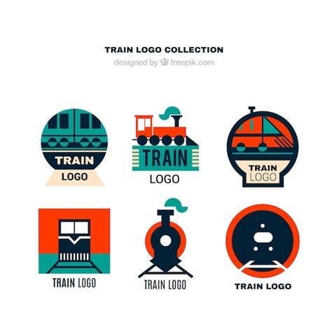 collection  train logos  flat design vector