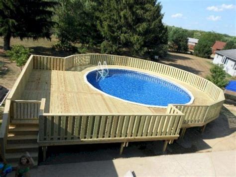25 Top Oval Above Ground Swimming Pools Design With Decks Pool Deck
