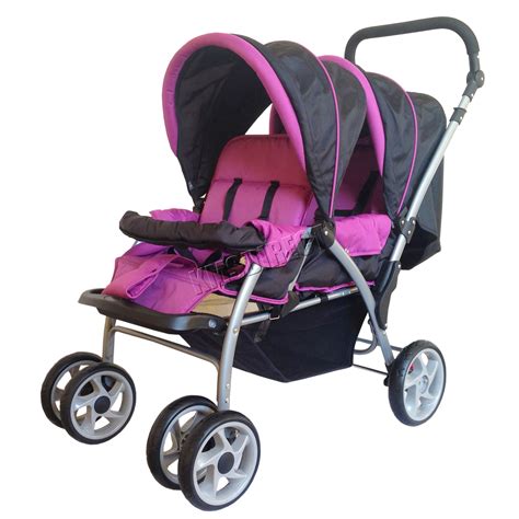 foxhunter baby toddler tandem double stroller twin pushchair pram buggy