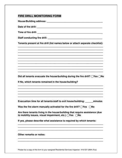 printable fire drill form template