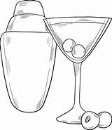 Martini Glass Coloring Shaker Supercoloring Categories sketch template