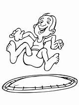 Turnen Trampolinspringen Trampoline Ausmalbild Lustiges Jumping Salto Kleurplaten Saut Gracioso sketch template