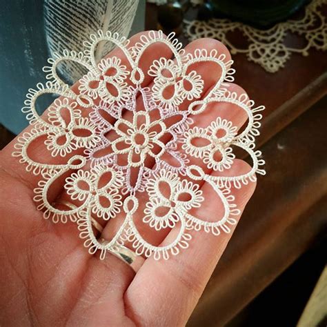 finished round 3 of the tatted starlight doily had to pin and block it overnight so stretch it
