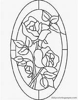 Stained Glass Coloring Pages Flower Printable Flowers Rose Window Printablee Via sketch template