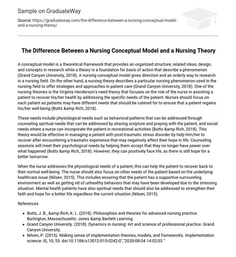 difference   nursing conceptual model   nursing theory
