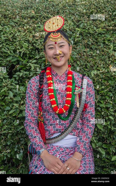 A Beautiful Nepali Girl In Gurung Dress National Clothes Gurung Dress