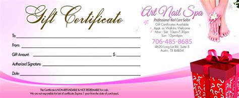 nail gift certificate template