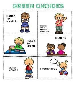 freebie red  green choice cards preschool behavior emotions