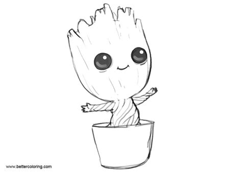 easy coloring pages  baby groot  printable coloring pages