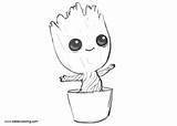 Groot Baby Easy Coloring Pages Printable Kids Sketch Adults Color Template sketch template