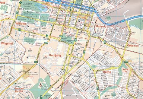 wegenkaart landkaart stadsplattegrond bloemfontein mapstudio