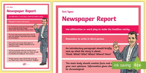 text types guide newspaper report display poster