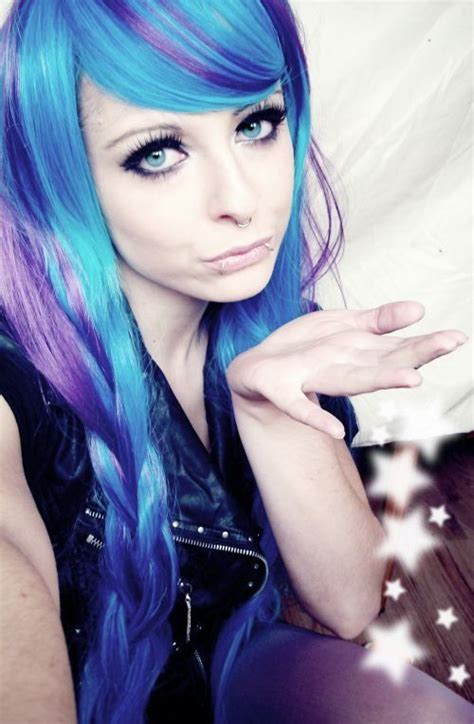 blue purple emo scene hair style girl bibi barbaric emo hair emo scene hair scene hair