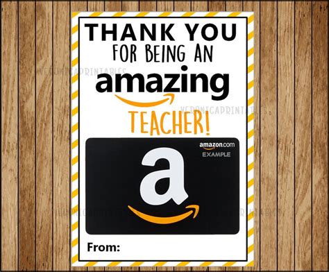 amazon gift card teacher appreciation gift teacher   etsy