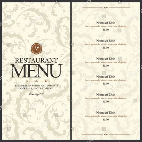 blank restaurant menu template   hq template documents