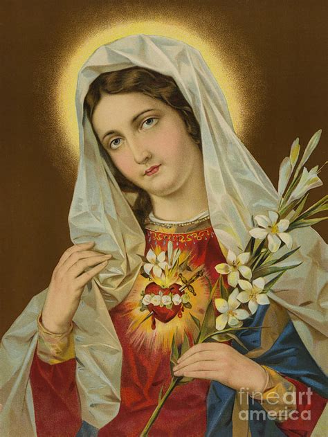 Sacred Heart Of The Virgin Mary Painting By European School