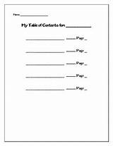Contents Table Blank Teachers Subject sketch template