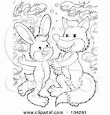 Fox Rabbit Coloring Outline Clipart Dancing Snow Illustration Royalty Bannykh Alex Rf Toward Arms Walking Boys Each Happy Open Two sketch template