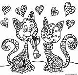 Coloring Adult Cats Zentangle Two Pages Printable sketch template