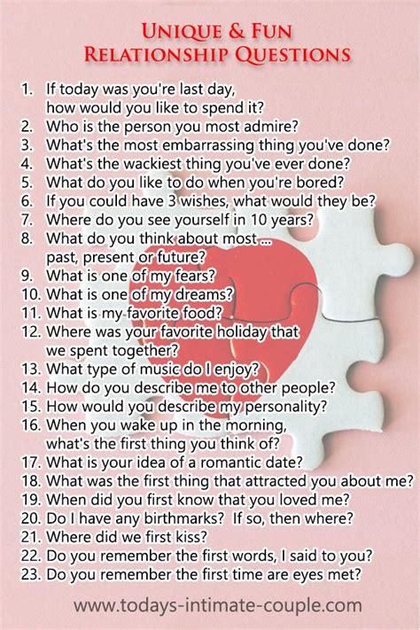 here are 23 fun relationship questions list which will help build your
