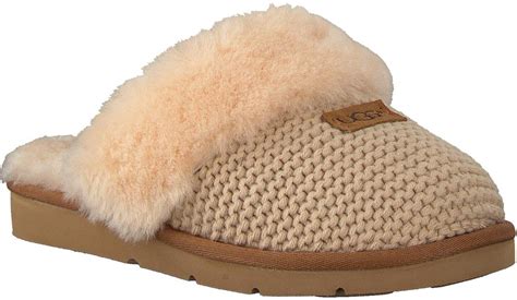 ugg dames pantoffels cozy knit slipper womens beige maat  bolcom