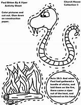 Paul Snake Bible Coloring Bitten Activity Sheet School Apostle Sunday Pages Viper Kids Activities Drawing Preschool Crafts Bite Craft Church sketch template