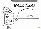 Coloring Welcome School Board Pages Chalk Professor Displayed Text Printable sketch template