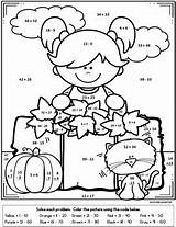 Color Number Addition Fall Math Digit Apples Subtraction Pumpkins Two Preview sketch template