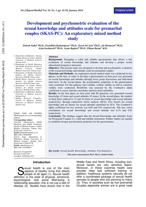 pdf development and psychometric evaluation of the sexual knowledge and attitudes scale for