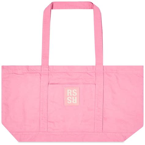 raf simons oversized denim tote bag light pink