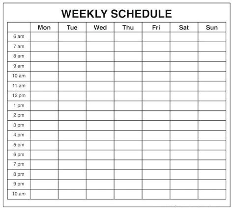 weekly calendar template schedule printable weekly schedule