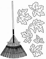 Rake Leaves Raking Coloring Template Pages Cliparts Drawing Sketch sketch template